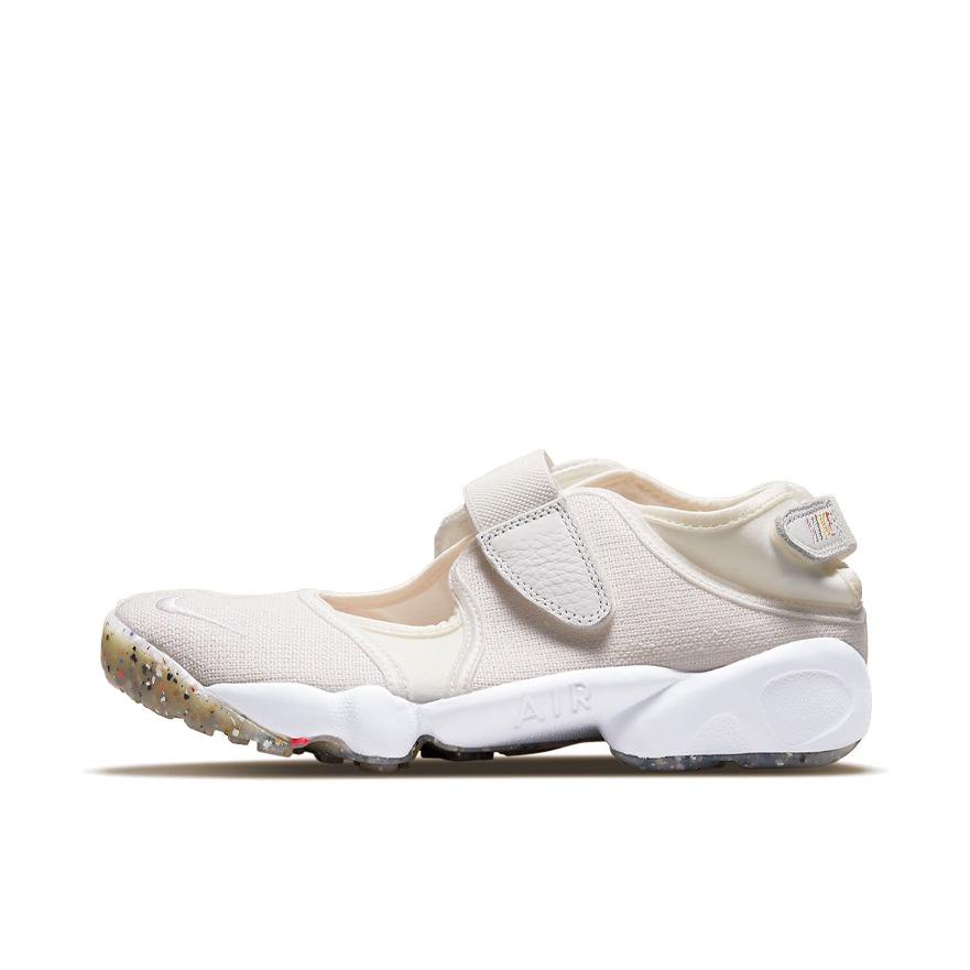 推荐商品：Nike Air Rift 分趾 防滑耐磨 缓震回弹 网面透气 舒适轻便 沙滩 魔术贴 百搭 运动休闲鞋 浅米/白色
