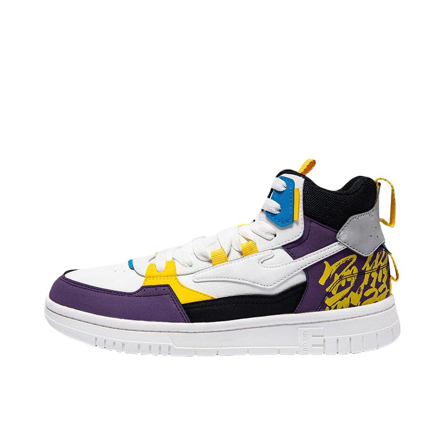 推荐商品：鸿星尔克 无双大师 防滑耐磨 潮流百搭 软底 秋冬厚底 复古 板鞋 橡芽白/木槿紫 