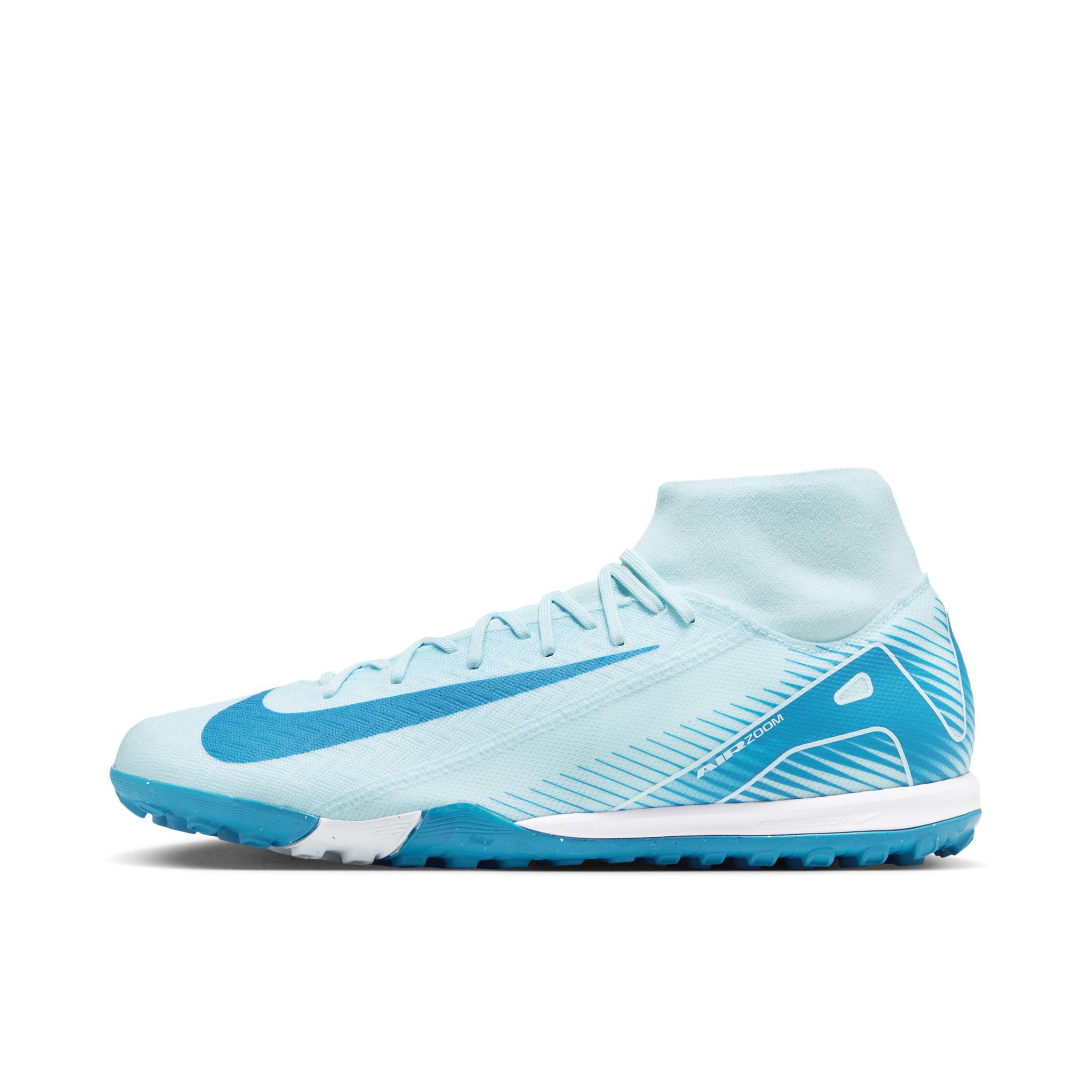 推荐商品：Nike Mercurial Superfly 10 Academy TF 中端 胶质碎钉 人造草地 包裹性 足球鞋 蓝色