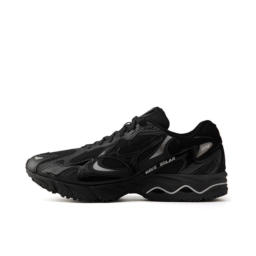 推荐商品：Mizuno/美津浓 Wave Solar 防滑耐磨 健身训练 缓震回弹 网布透气 织物 运动休闲鞋 黑色/银色