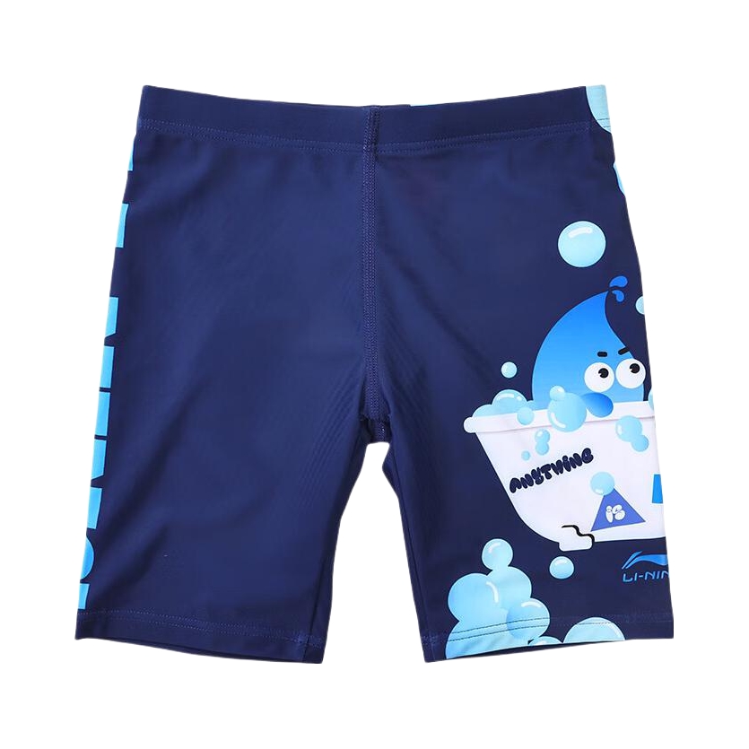 推荐商品：Li Ning/李宁童装 印花透气及膝弹力泳裤 男中大童 LSKV108 蓝