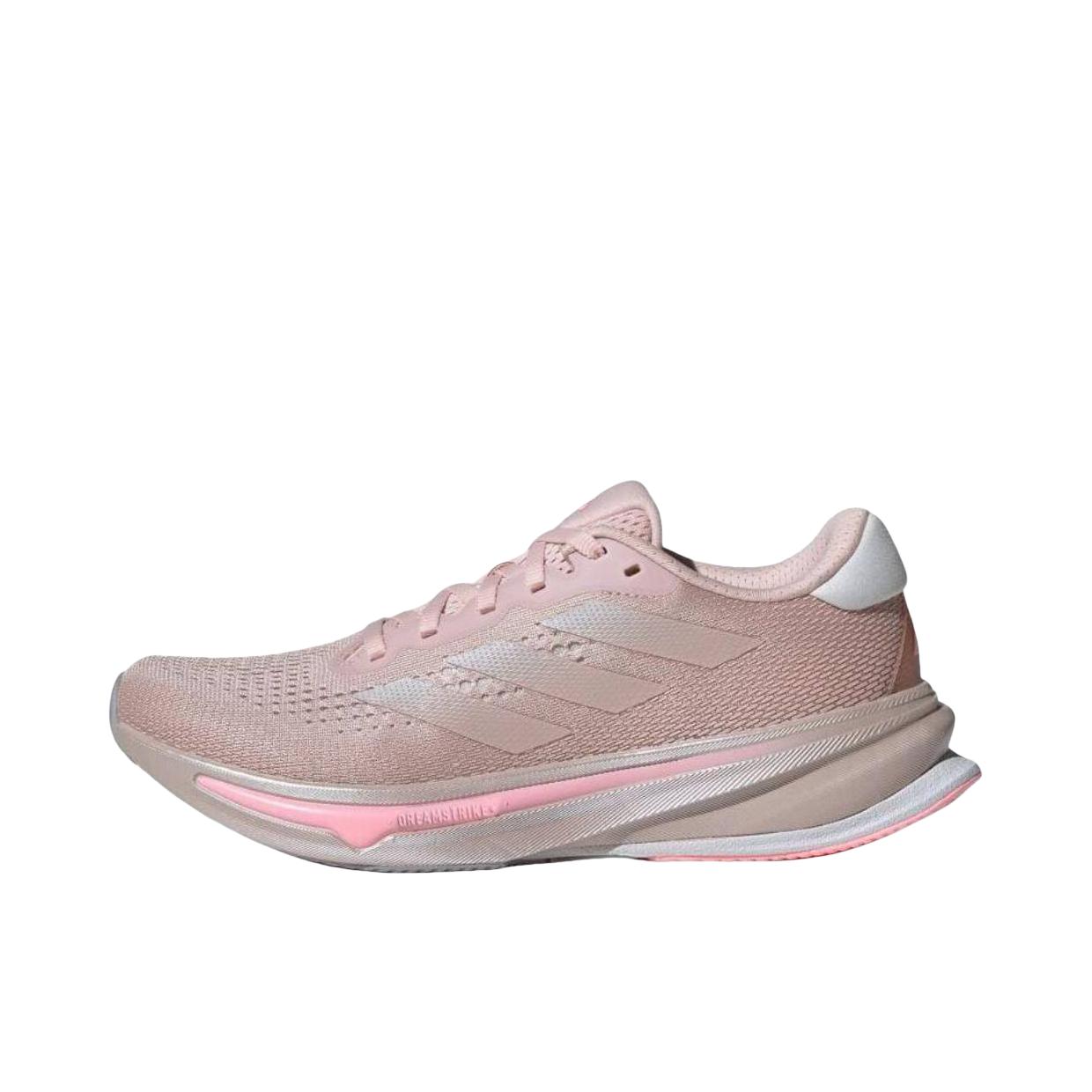 推荐商品：adidas Supernova Rise 跑鞋 减震支撑稳定回弹慢跑圆头美观随心畅跑贴合 沙粉色/浅灰色/火花粉色