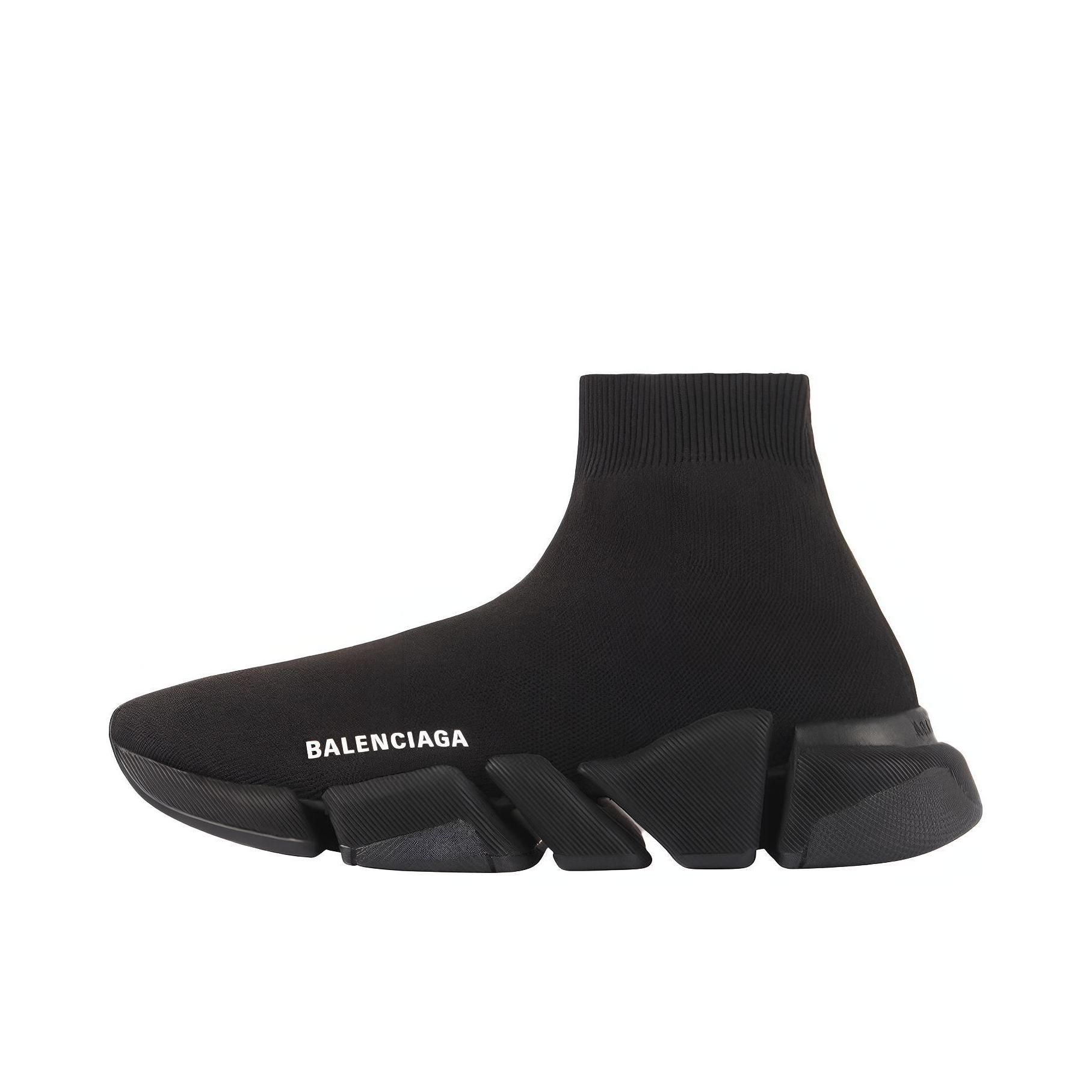 推荐商品：Balenciaga Speed 2.0 运动休闲鞋 系带圆头时尚套穿舒适耐磨轻便织物厚底 男款/全黑