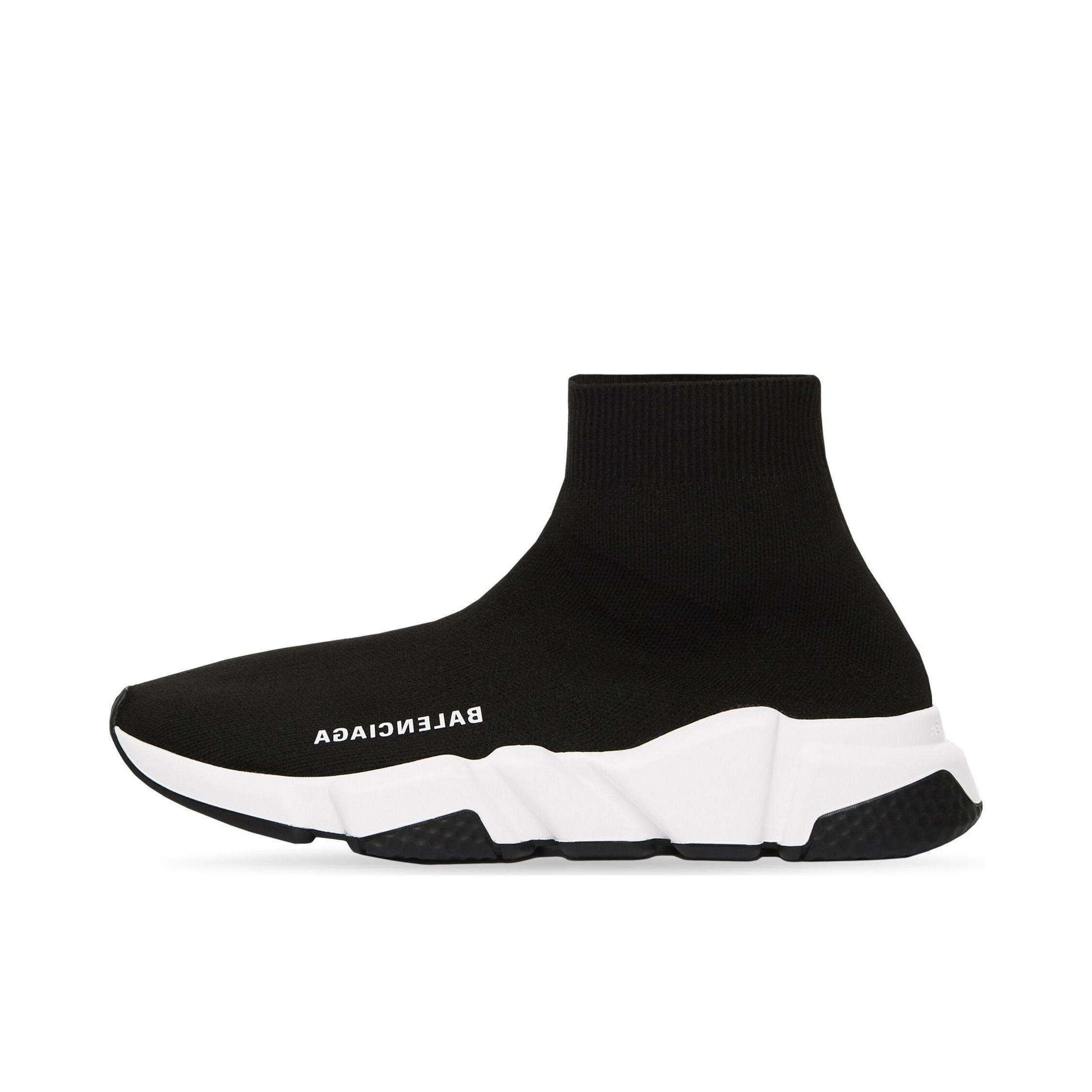 推荐商品：Balenciaga Speed 2.0 运动休闲鞋 系带圆头时尚套穿舒适耐磨轻便织物厚底 男款/黑色