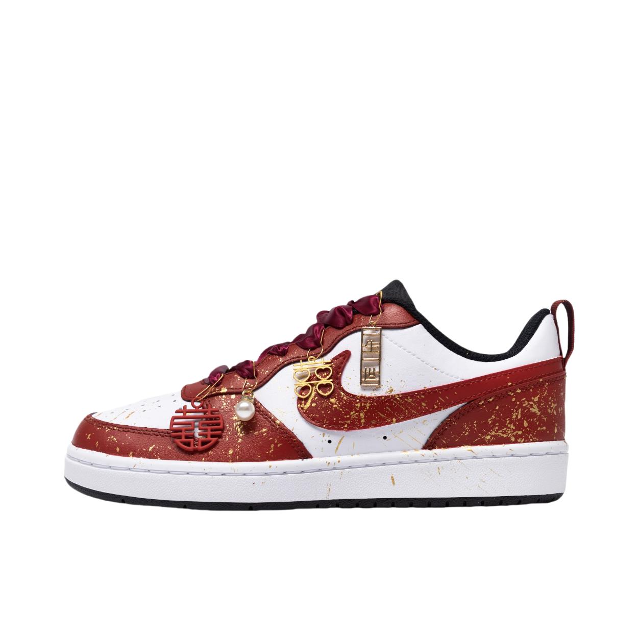 推荐商品：【定制球鞋】 Nike Court Borough 板鞋 防滑防水轻便减震手绘减龄做旧甜酷高街合成革甜妹包裹性复古婚鞋增高小白鞋薄底秋冬脏脏鞋 GS/长相思