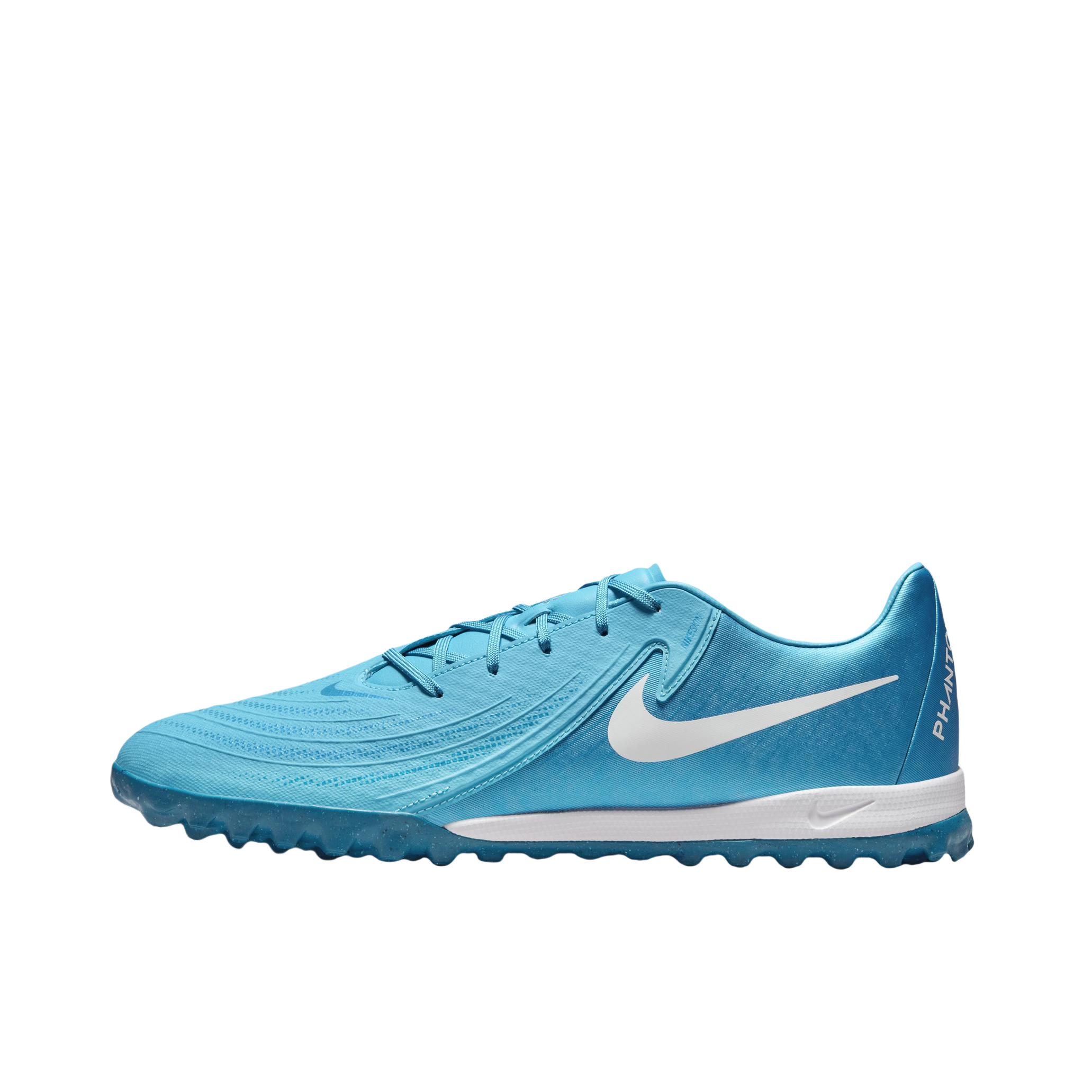 推荐商品：Nike Phantom GX II Academy TF 中端 胶质碎钉 人造草地 防滑耐磨 足球鞋 怒火蓝/白色