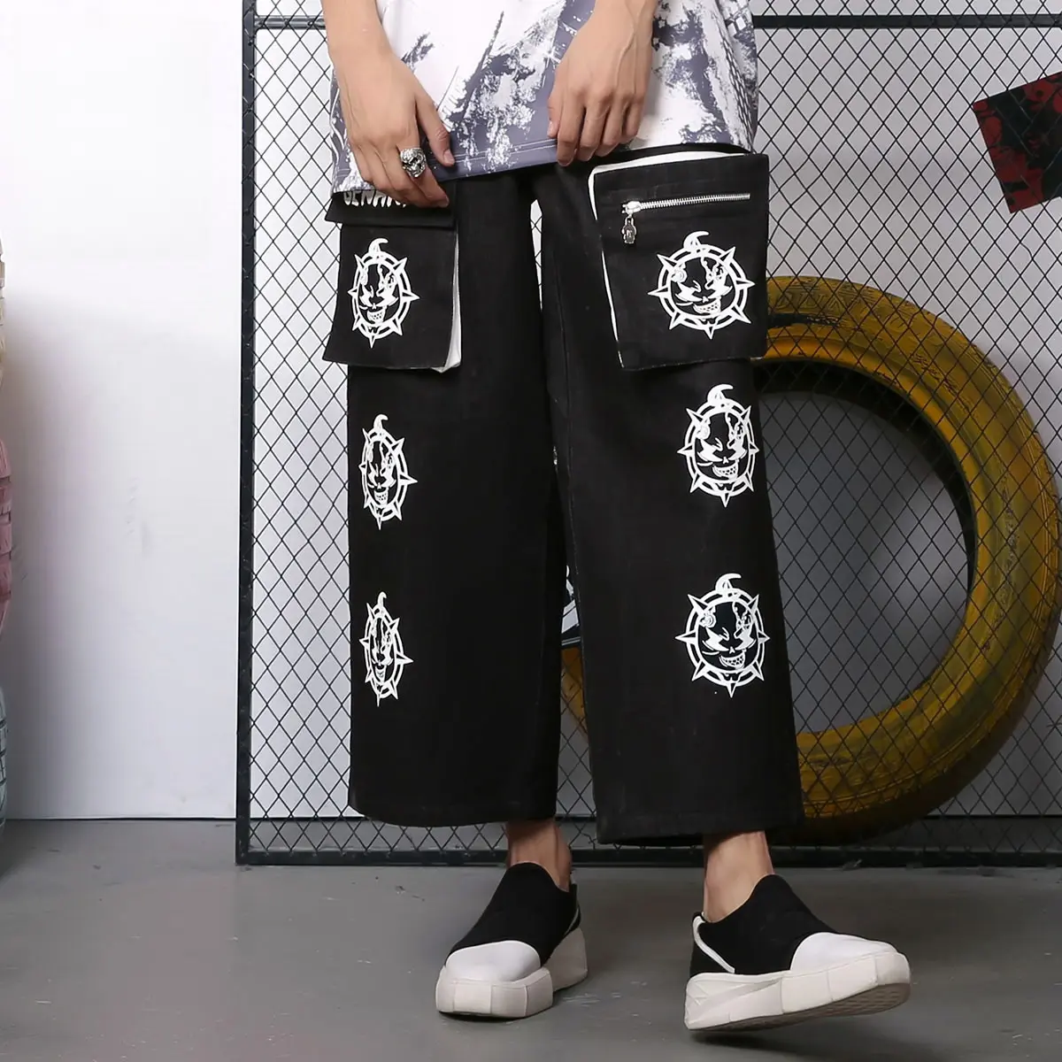 Genanx 帅气宽松直筒九分牛仔裤 P280