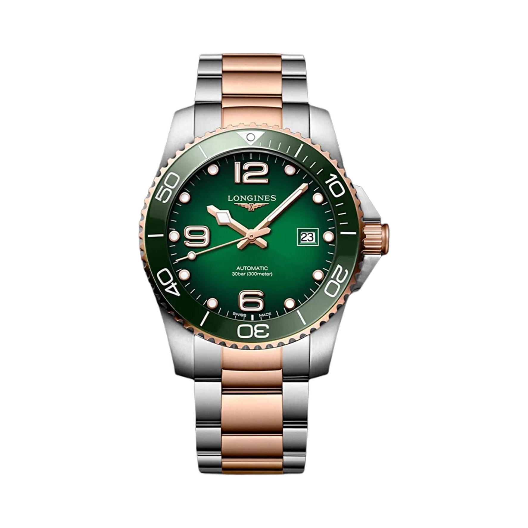 推荐商品：LONGINES/浪琴 康卡斯潜水 41mm 日期显示日历夜光时标精钢表带自动机械男士手表