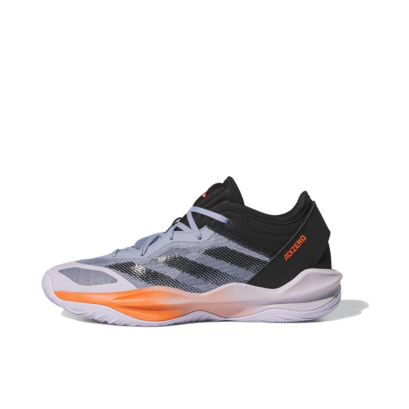 推荐商品：adidas Adizero Select 2.0 篮球鞋 减震耐磨圆头训练比赛 银灰紫罗兰/黑色/冲击橙