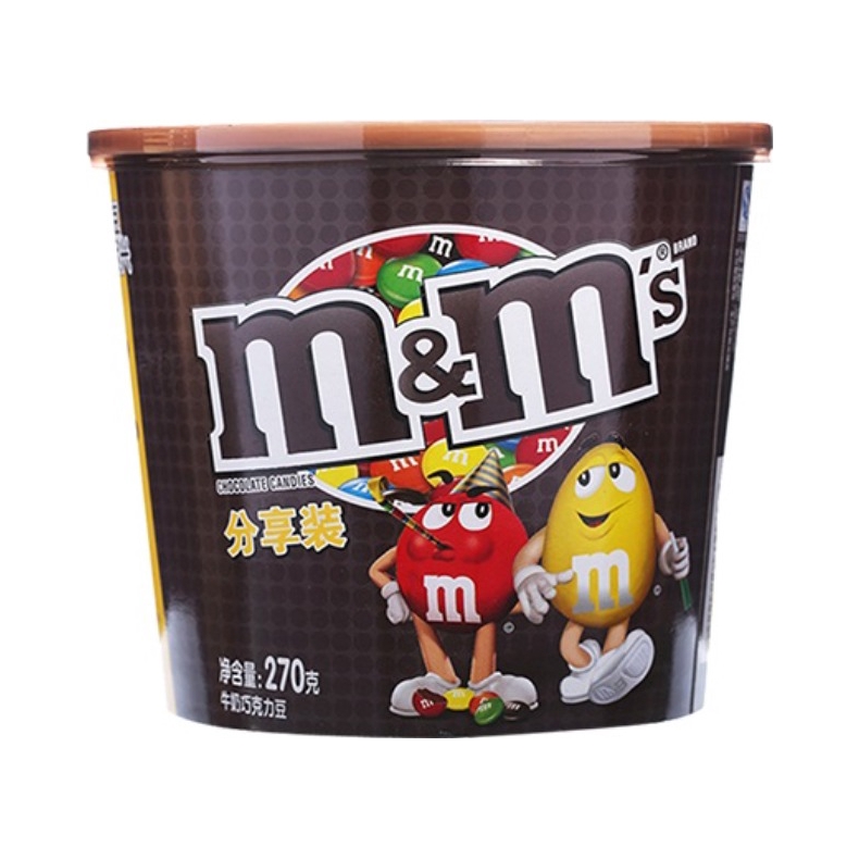 推荐商品：M＆M’S 巧克力豆 270g 桶装 女友休闲畅享碗 纯可可脂婚庆解馋