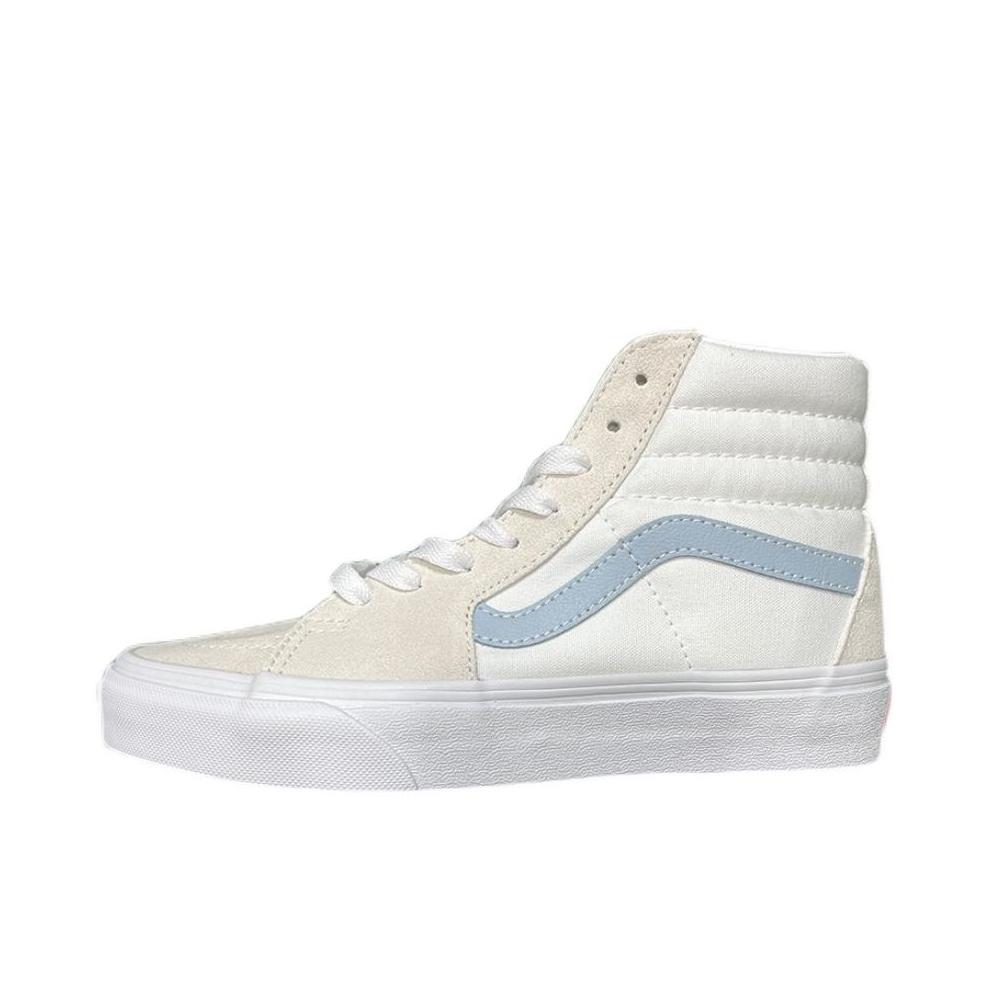 推荐商品：Vans/范斯 SK8-Hi 板鞋 潮流经典拼接复古街头厚底 浅灰色/白色