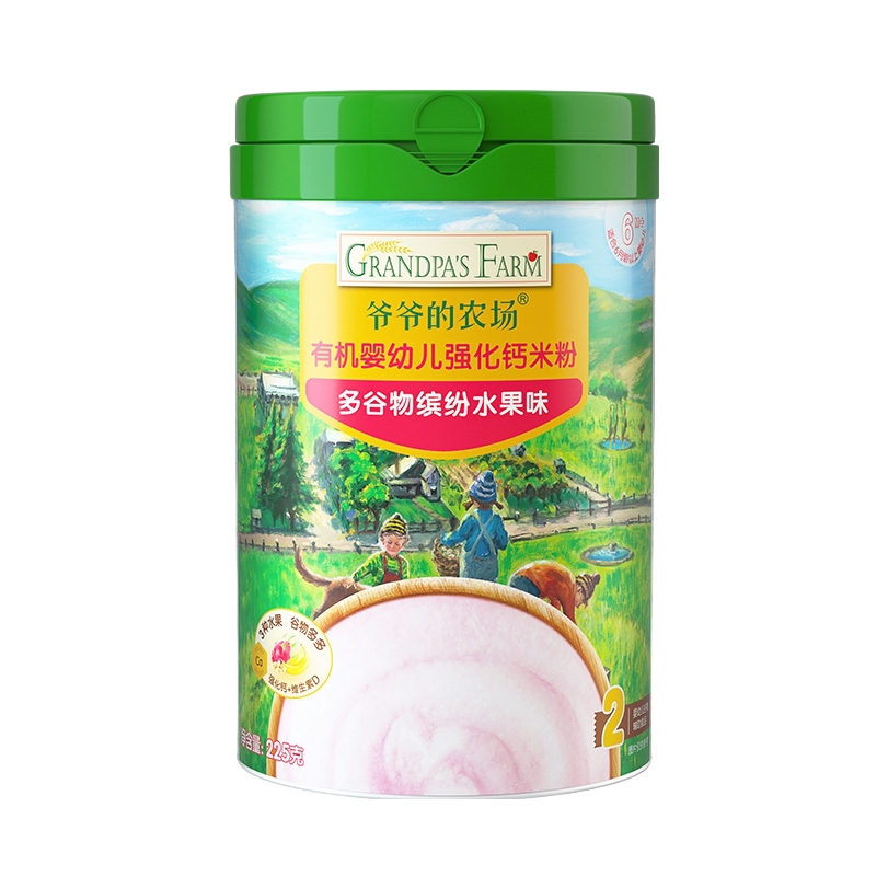 推荐商品：爷爷的农场/GRANDPA'S FARM 有机婴幼儿强化钙米粉6月+宝宝营养辅食初尝胡萝卜苹果味强化钙铁锌无添加强化铁高铁