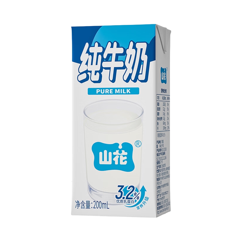 推荐商品：山花 纯牛奶 盒装 200ml 口感浓郁