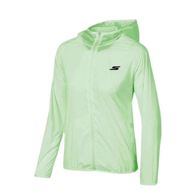 Skechers 户外运动纯色防紫外线梭织透气连帽夹克 女装 P221W059