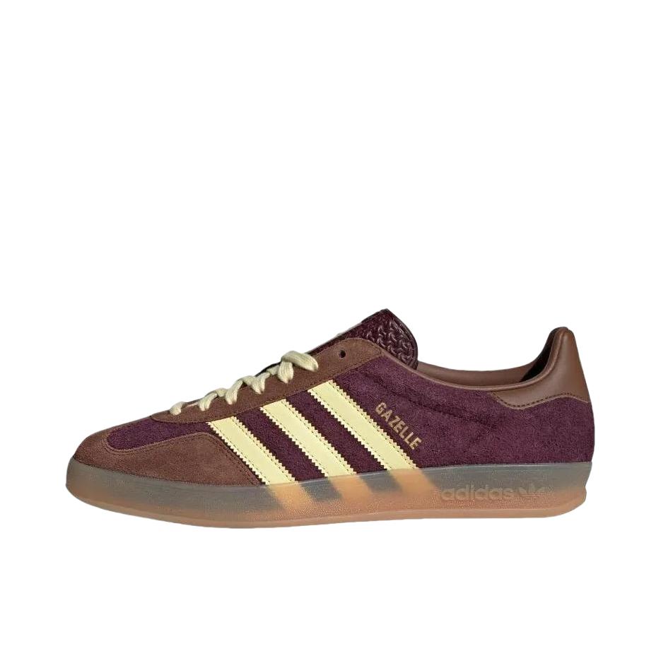 推荐商品：adidas Originals Gazelle Indoor T头鞋 德训鞋 板鞋 舒适缓震防滑耐磨绒面革复古 棕色/黄色