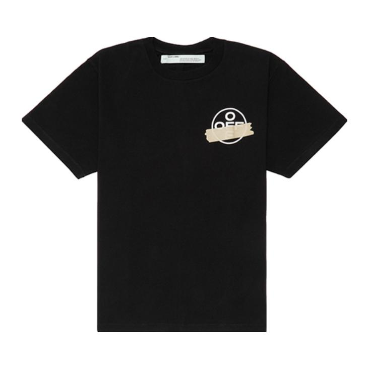 OFF-WHITE 胶带贴布烫金箭头印花短袖T恤 男女同款