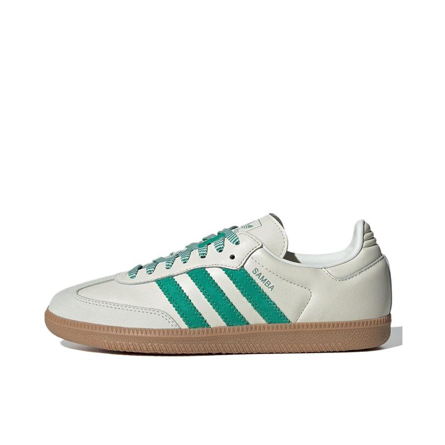 adidas Originals Samba OG T头鞋 板鞋 经典复古舒适百搭耐磨合成革圆头薄底贴合 低帮/白色/绿色
