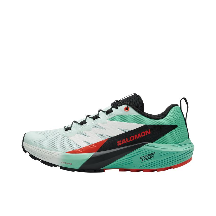推荐商品：Salomon/萨洛蒙 Sense Ride 5 减震防滑 稳定抓地 耐磨 网面透气 网布 越野运动 跑鞋 女款/海湾绿