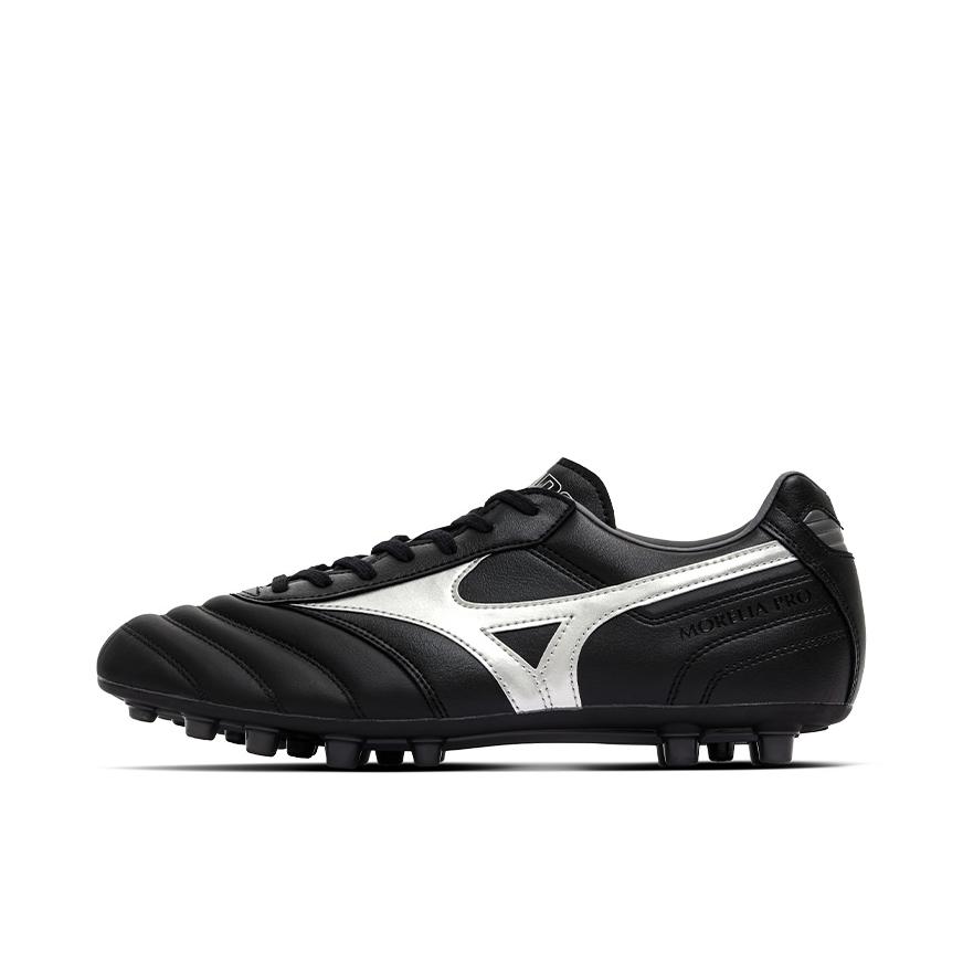 推荐商品：Mizuno/美津浓  Morelia 2 PRO AG  人工草坪 防滑耐磨 轻便透气 短钉 袋鼠皮 胶质  足球鞋 黑色/银色/灰色