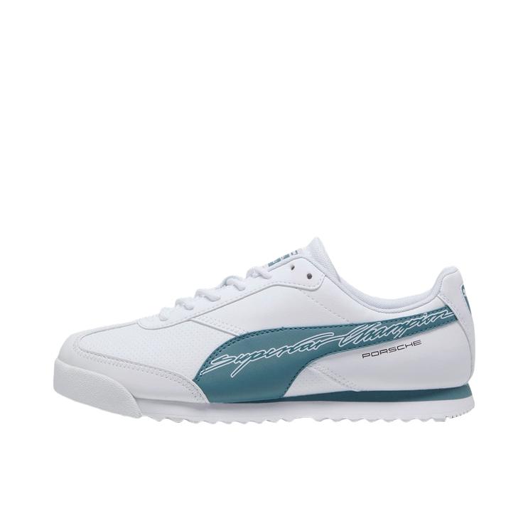 推荐商品：Puma/彪马 PL ROMA VIA 运动休闲鞋 保时捷设计赛车薄底复古 白色/深蓝色