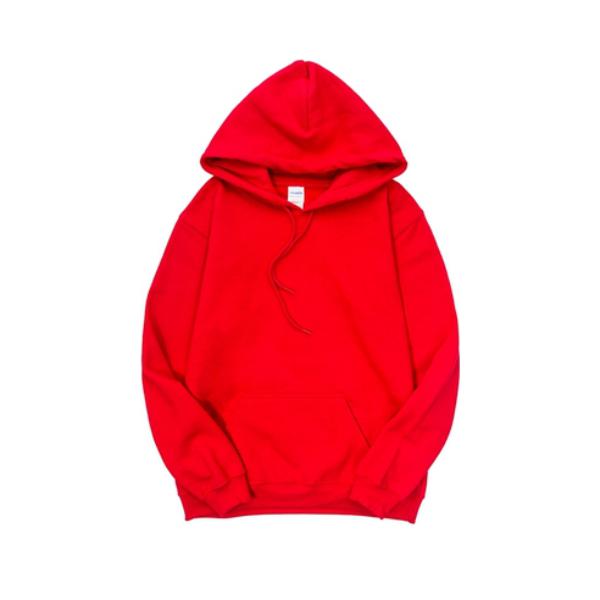 推荐商品：GILDAN/吉尔丹  加绒套头纯色抽绳连帽卫衣 男女同款 88500 红