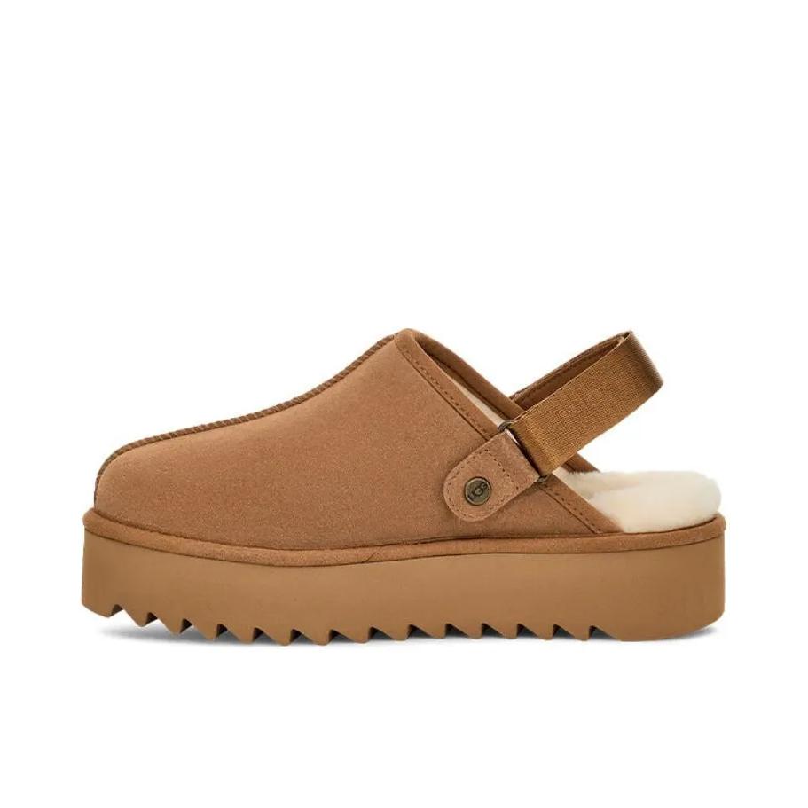 推荐商品：UGG Lanah 轻便耐磨 防滑舒适 时尚 百搭休闲 包头束带 防磨拖鞋 女款/栗色