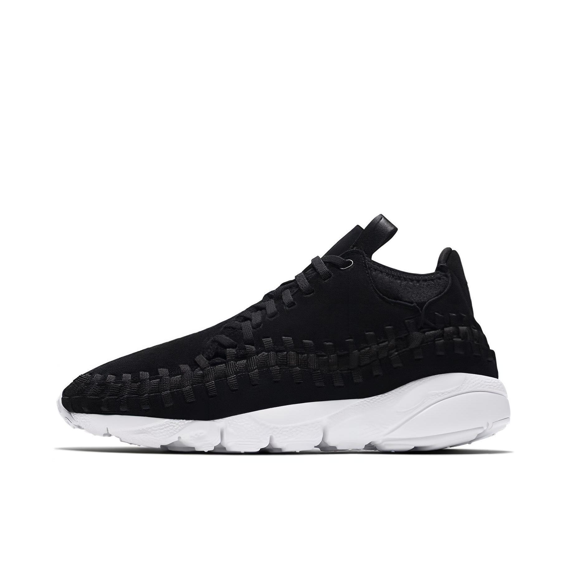 推荐商品：Nike Air Footscape Woven Chukka 运动休闲鞋 防滑耐磨减震轻便舒适透气编织生活网布织物 Black White 黑白