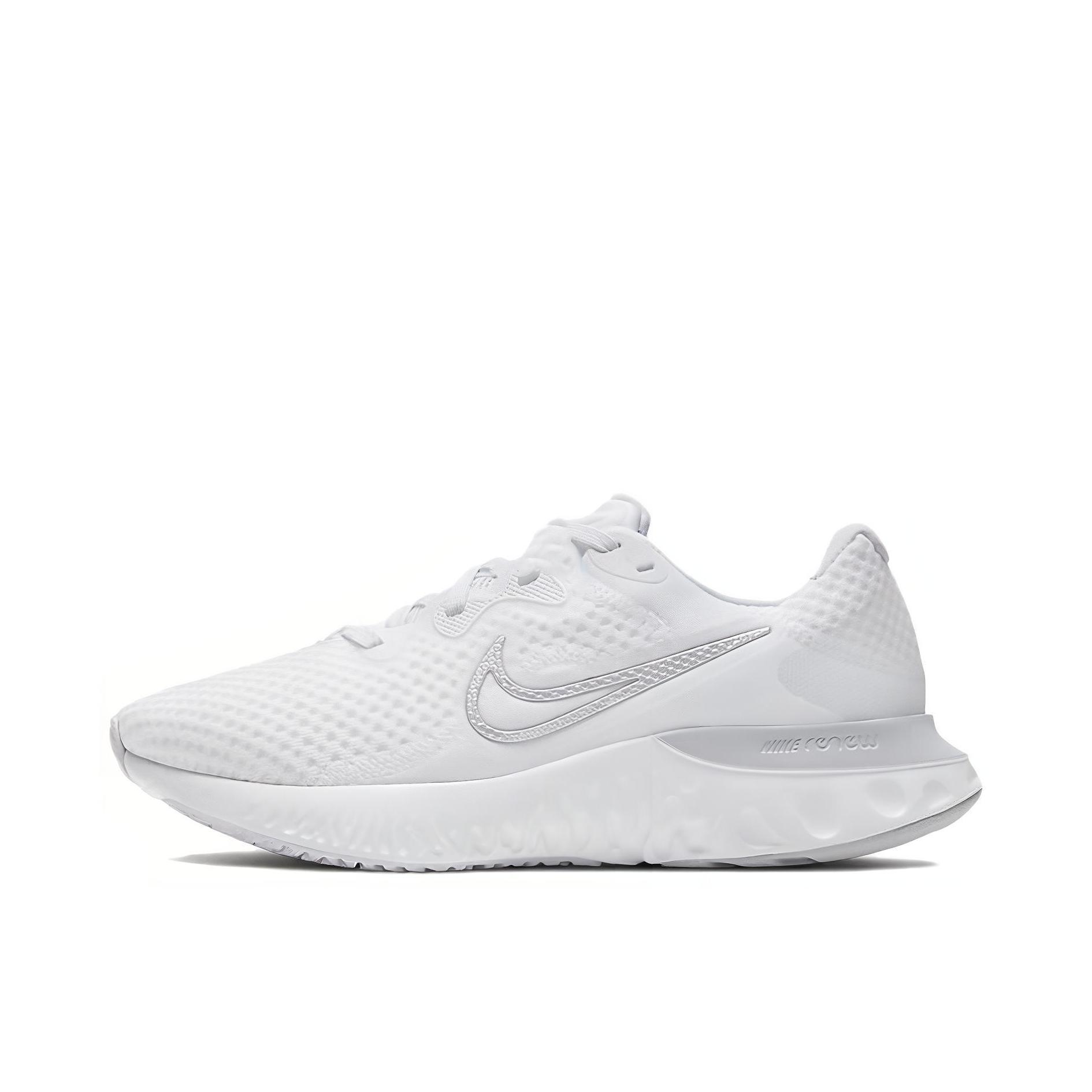推荐商品：Nike Renew Run 2 跑鞋 网面透气缓震耐磨舒适防滑织物网布合成革百搭 白色/银色