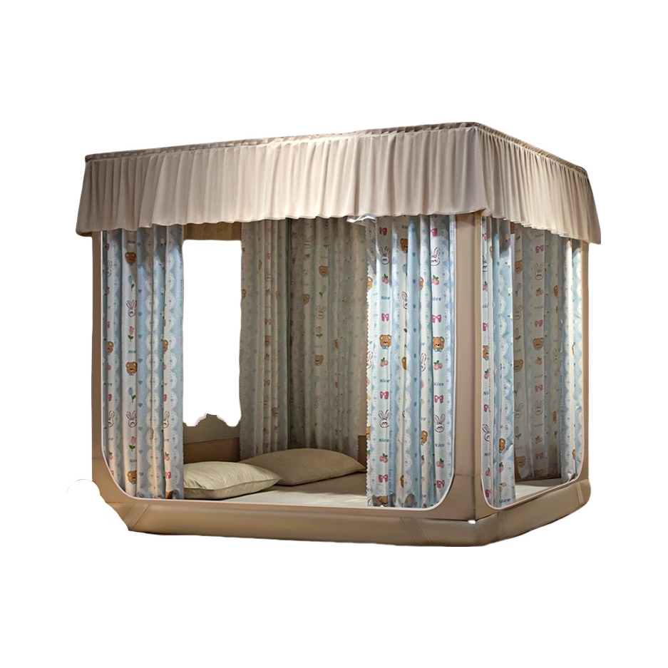 推荐商品：千功坊 FL2024319-6 防摔加厚回底款 三开门 家用卧室蚊帐