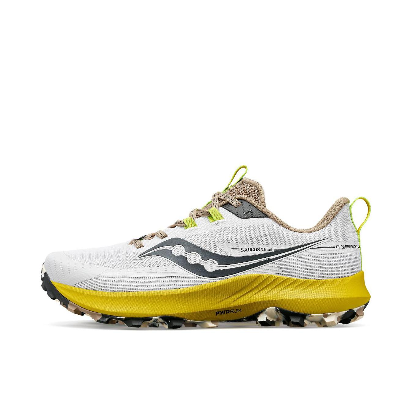 Saucony/索康尼 Peregrine 游隼13 户外越野 舒适缓震 网布透气 防滑耐磨 稳定 跑山 跑鞋 灰色/黄色