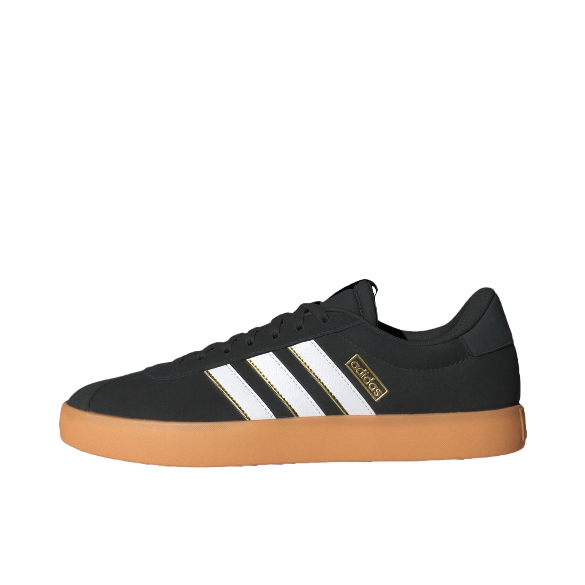 推荐商品：adidas VL Court 3.0 板鞋 T头鞋 德训鞋 舒适百搭防滑耐磨运动休闲贴合支撑圆头  黑色/黄色