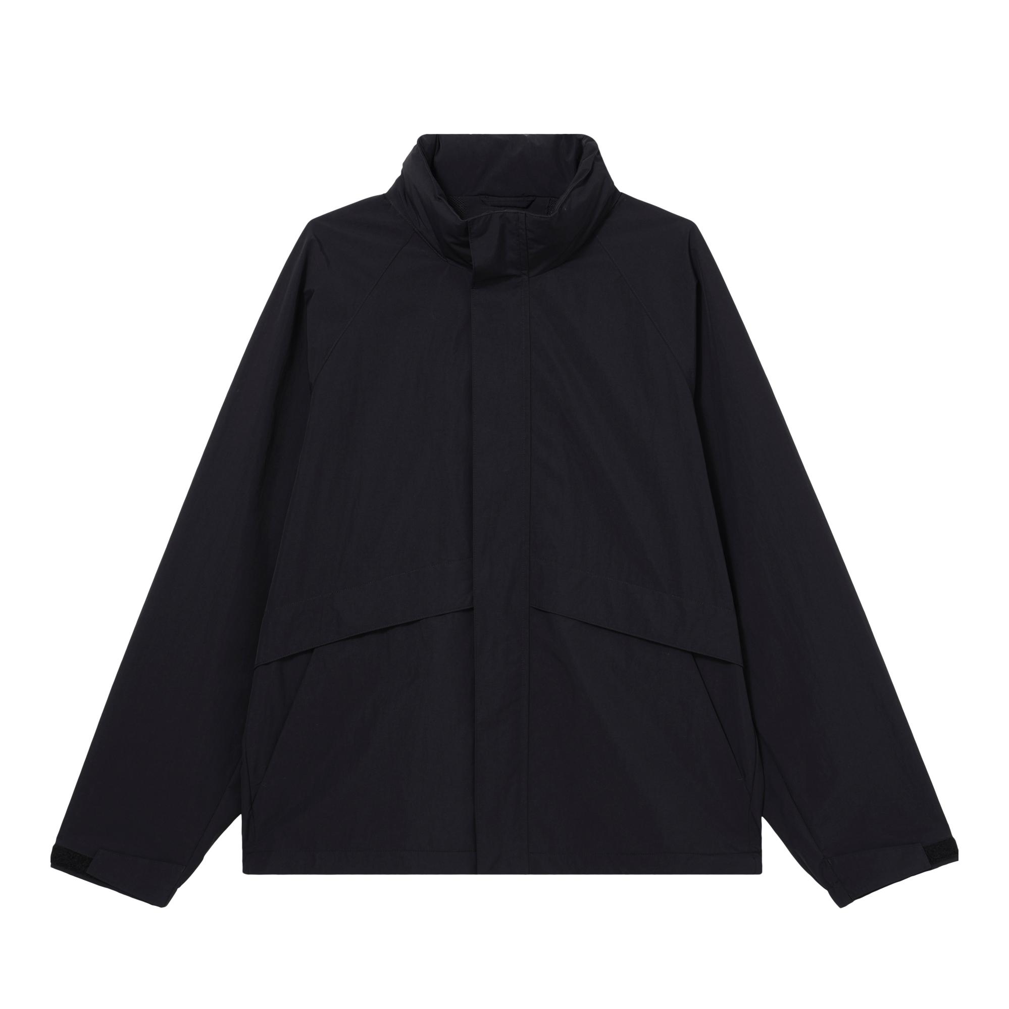 UNIQLO/优衣库 耐久防风防水立领纯色拉链单排扣连帽长袖夹克 男女同款 464918 黑