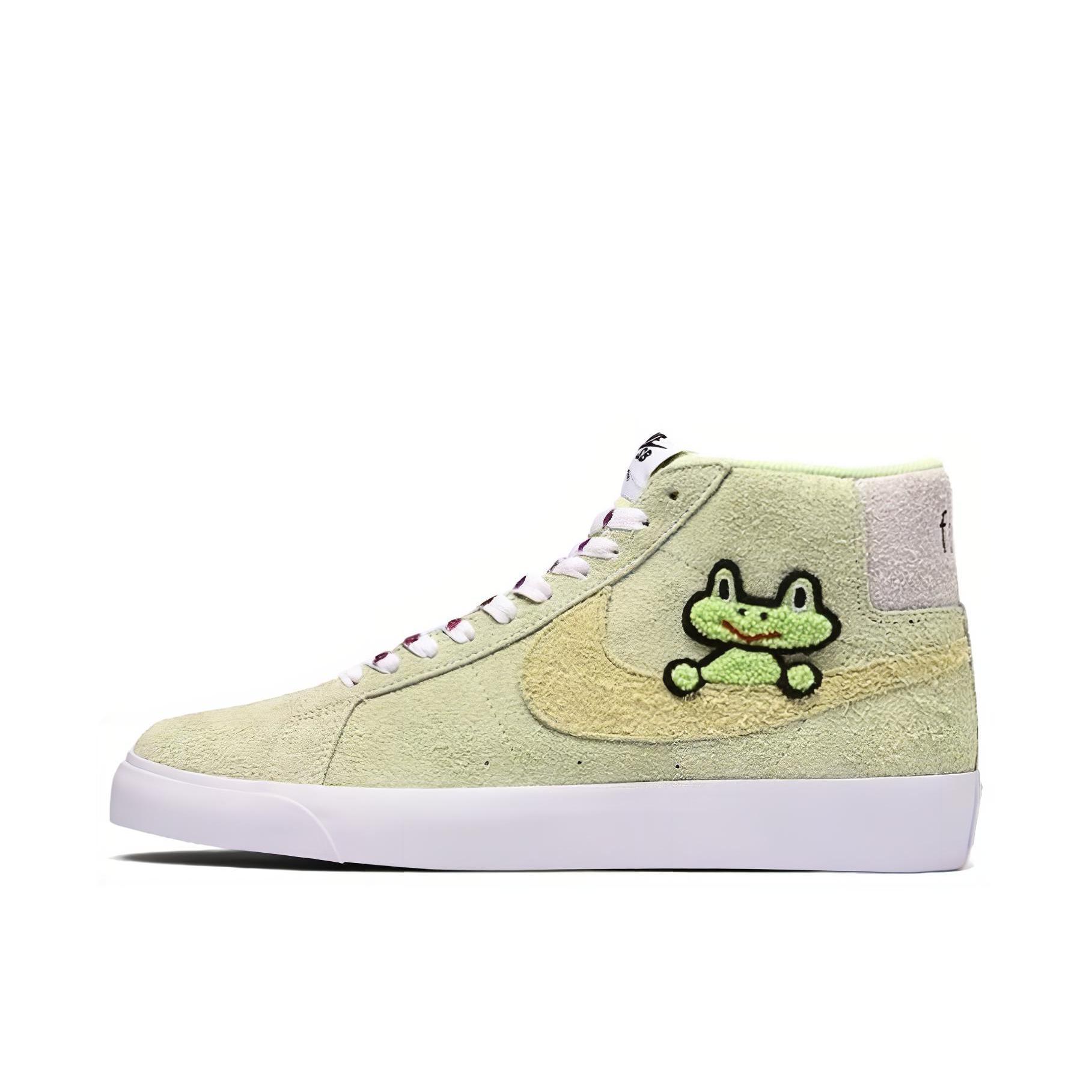 推荐商品：Nike SB Blazer Zoom 滑板鞋 板鞋 拼接时尚复古防滑耐磨透气运动休闲舒适百搭 Light Liquid Lime/Lawn Frog Skateboards联名/青蛙