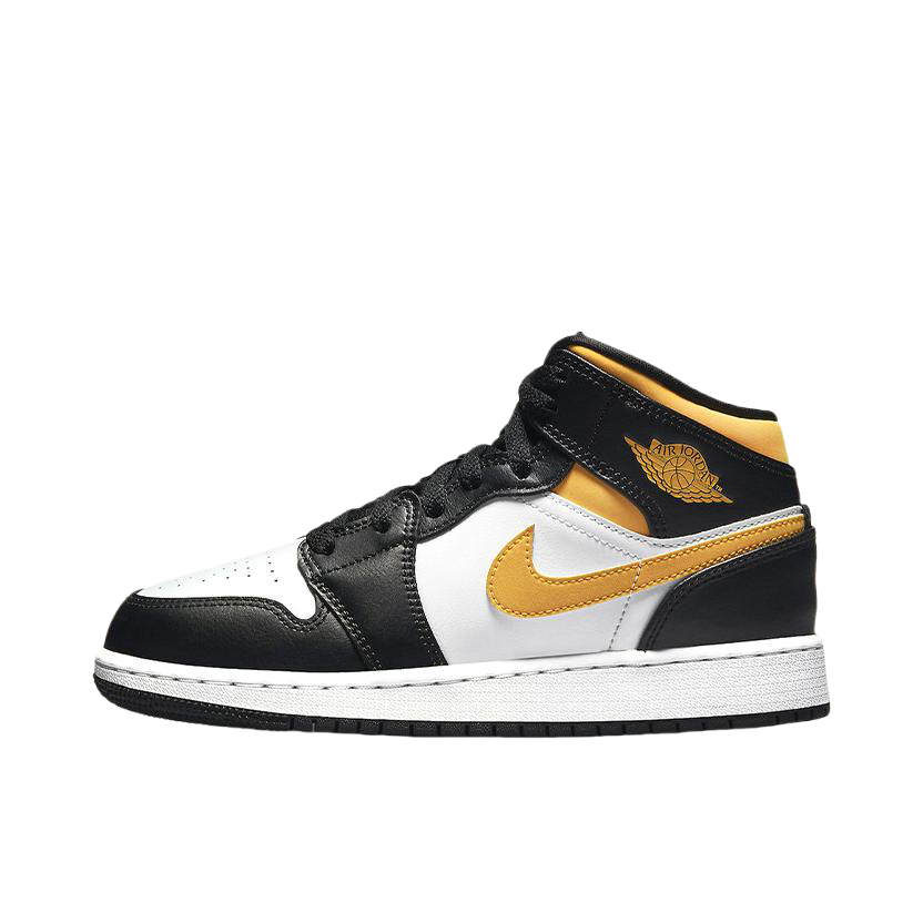 推荐商品：Air Jordan 1 板鞋 运动休闲鞋 复古潮流支撑合成革 Pollen 中帮/GS/白色/黑色/金色