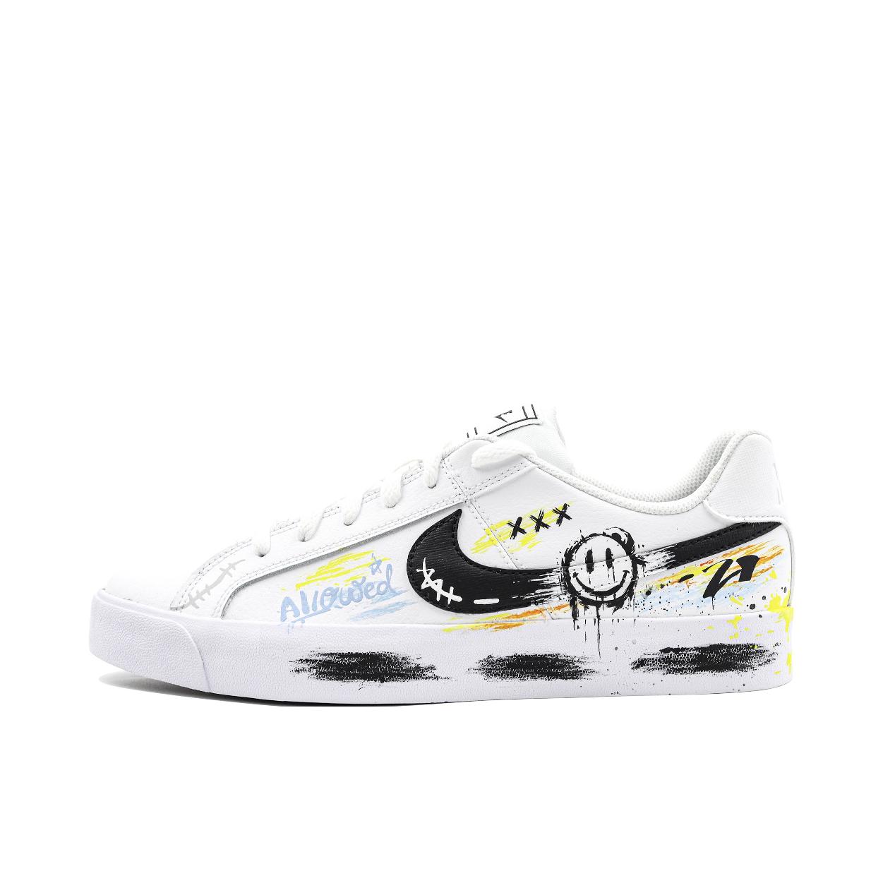 推荐商品：【定制球鞋】Nike Court Royale 板鞋 抗冲击性防水防滑耐磨透气简约百搭休闲潮流 笑脸涂鸦
