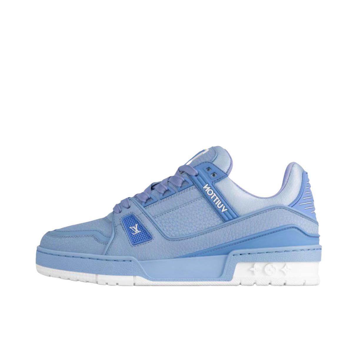 推荐商品：Louis Vuitton Trainer系列 时尚 牛皮 圆头 防滑 轻便 板鞋 女款/网眼/蓝色