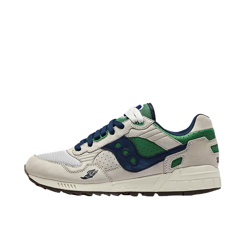 推荐商品：Saucony/索康尼 Shadow 5000 防滑耐磨 经典复古 减震回弹 舒适透气 轻便 运动 防水 低帮 跑鞋 灰色/绿色/兰色