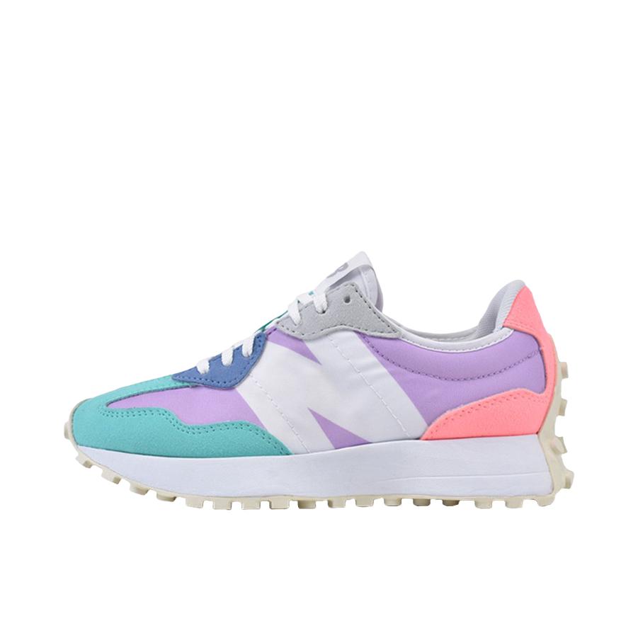 推荐商品：【IU同款】 New Balance 327 跑鞋 舒适复古防滑耐磨休闲透气减震拼接运动防水织物慢跑圆头 女款/粉紫绿