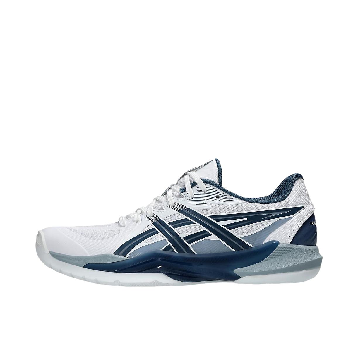 推荐商品：Asics/亚瑟士  极光  Gel-Powerbreak FF  防滑 美观 舒适 耐磨 稳定支撑 缓震 轻量  综训鞋 羽毛球鞋  白色/蓝色