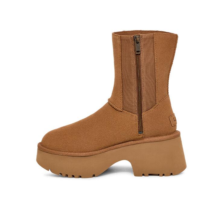 推荐商品：UGG Classic Twin Seam NewHeights 经典坡跟 双线缝 拉链 牛剖层革 雪地靴 1158313 栗色