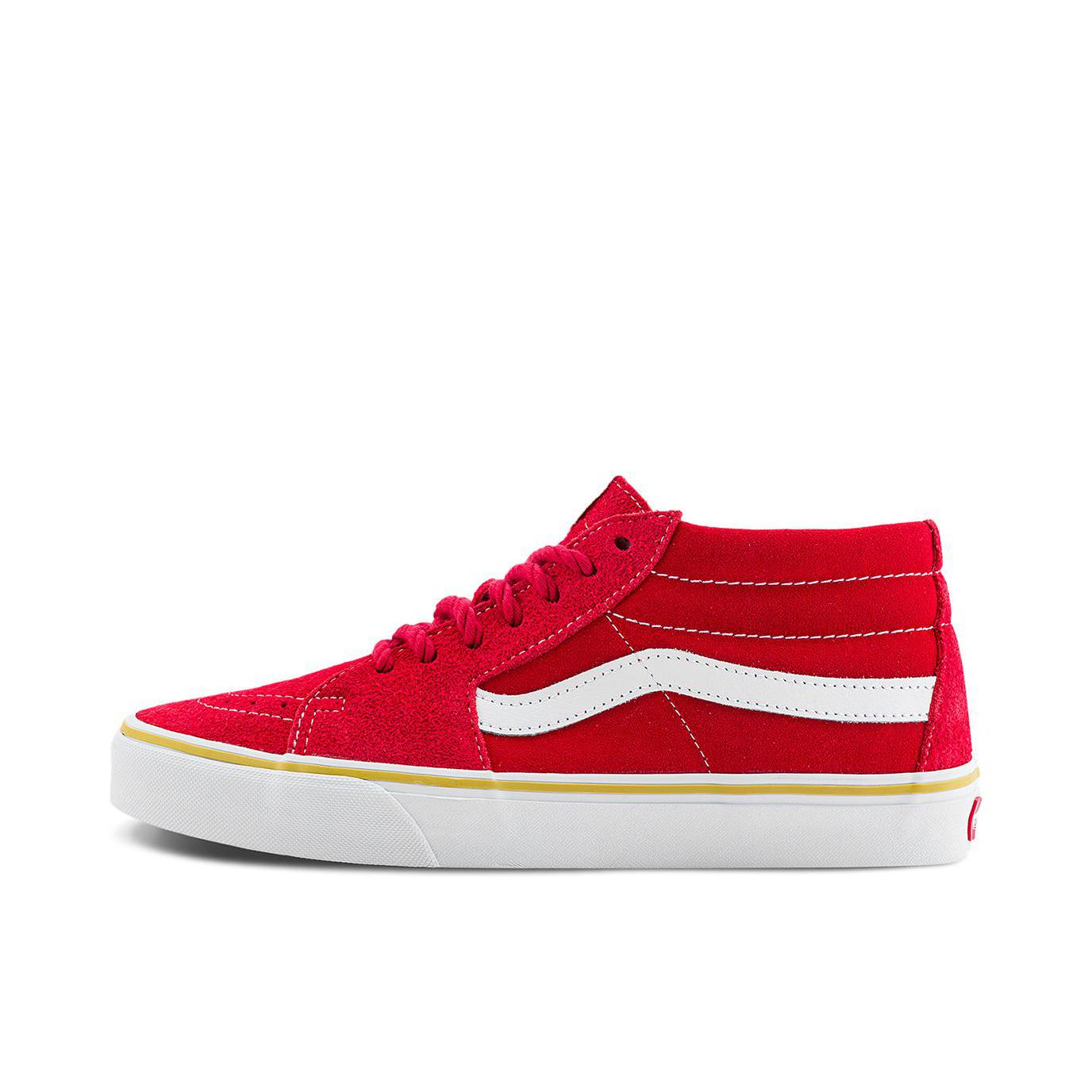 推荐商品：Vans/范斯 SK8-Mid 板鞋 潮流拼接复古百搭防滑耐磨 红色