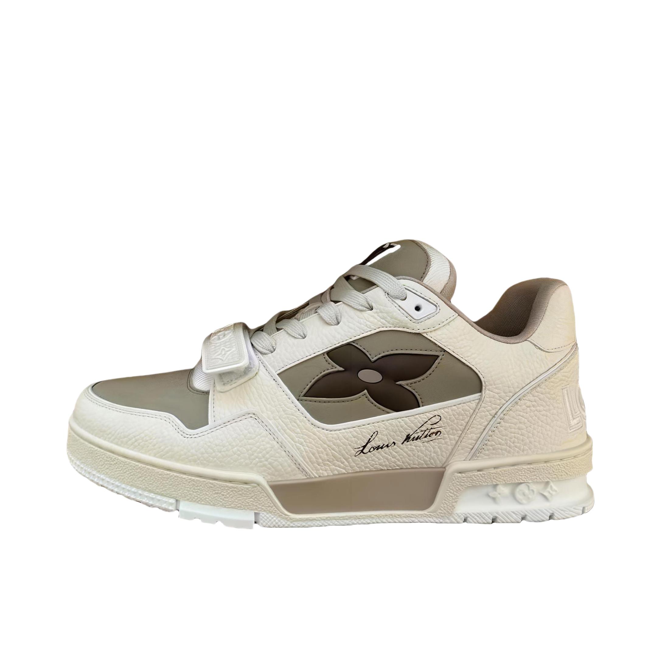 推荐商品：Louis Vuitton Trainer系列 时尚 牛皮 圆头 防滑 轻便 板鞋 米色 