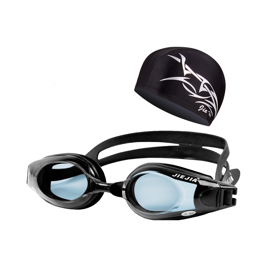 推荐商品：捷佳 防雾 防水 泳镜泳帽套装 AH10