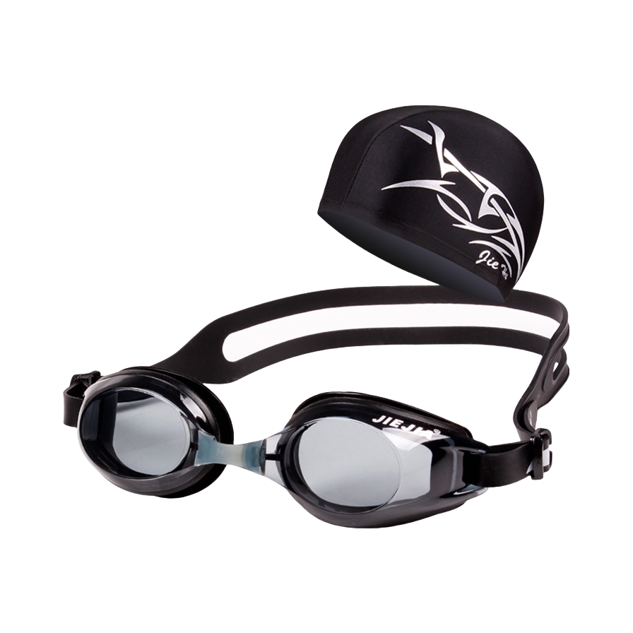 推荐商品：捷佳 防雾 防水 泳镜泳帽套装 J2659