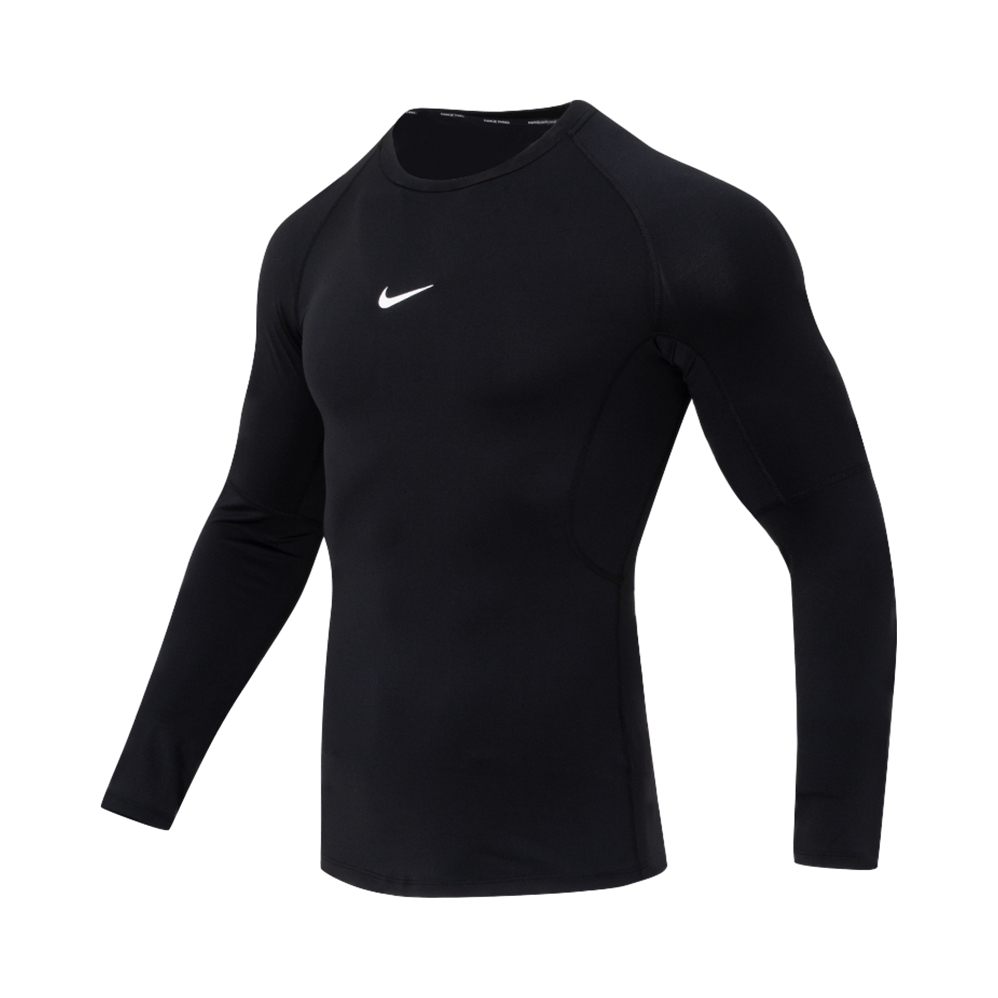 Nike T恤 Dri-Fit快干运动训练健身塑形修身圆领锻炼导湿长袖T恤 FB7920 黑