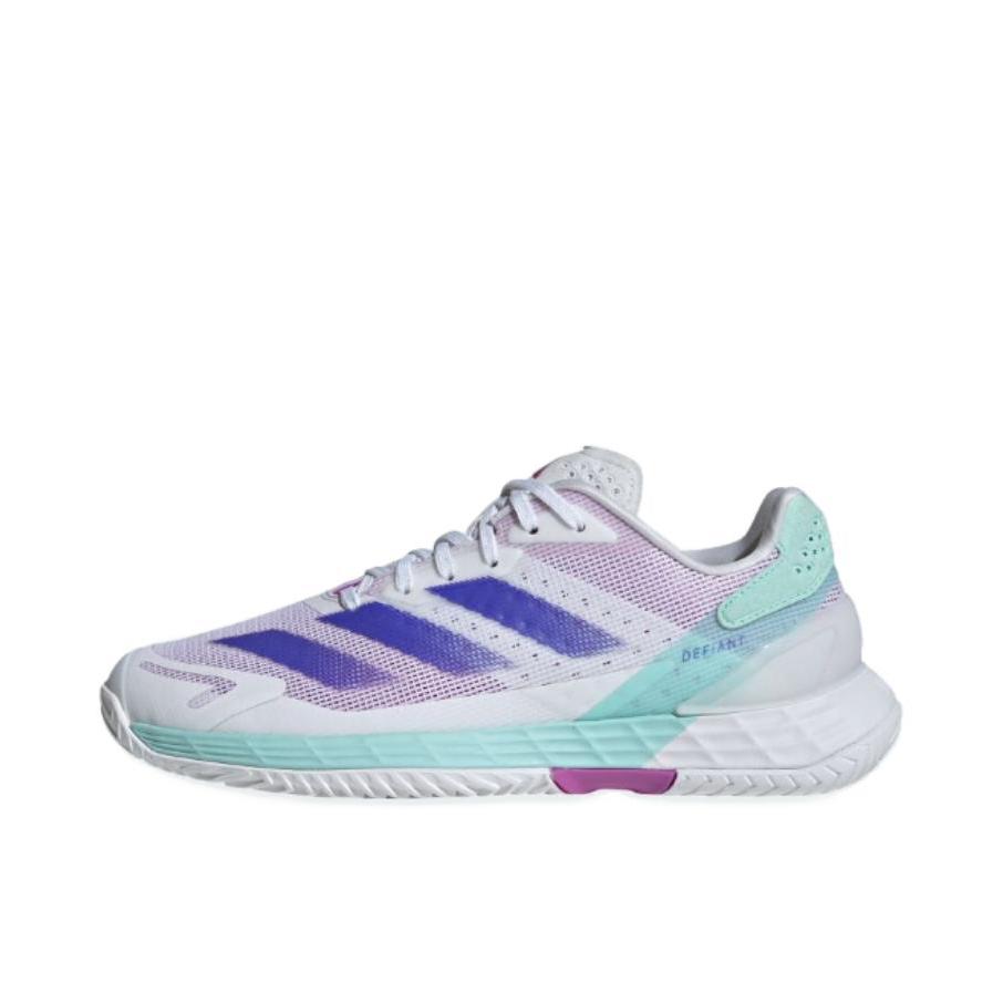 推荐商品：adidas Defiant Speed 2 防滑 低帮 圆头 训练 系带 网球鞋 女款/云白色/钴蓝色/水绿色