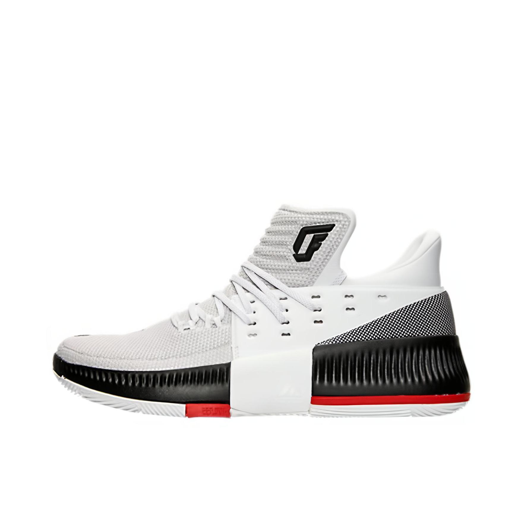 推荐商品：adidas Dame 3 利拉德 篮球鞋 防滑耐磨实战缓震轻便运动圆头包裹性 Rip City 白色/灰色/黑色