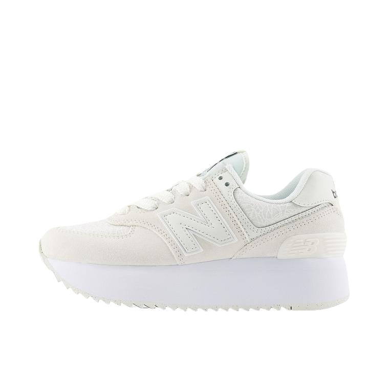 推荐商品：New Balance 574+ 跑鞋 增高防滑耐磨舒适轻便减震透气低帮织物合成革复古百搭 女款/米白色