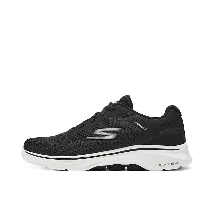 推荐商品：Skechers/斯凯奇 GO WALK 7 支撑 缓震回弹 网布透气 软底轻便 织物 时尚百搭 一脚蹬 运动休闲鞋 125232 黑色/白色  