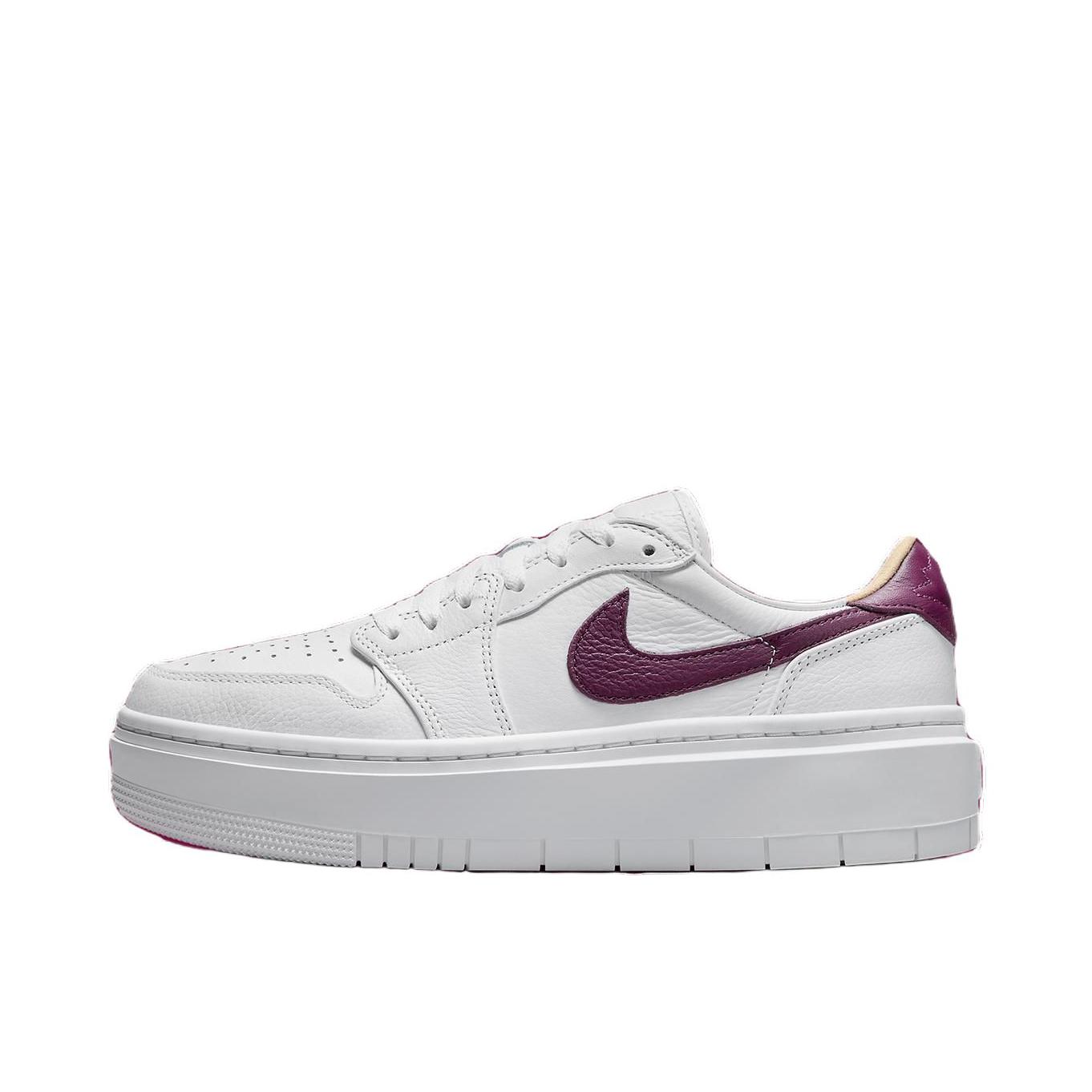 推荐商品：Jordan Air Jordan 1 elevate 板鞋 圆头厚底减震防滑复古增高 低帮/女款/白色/深紫色